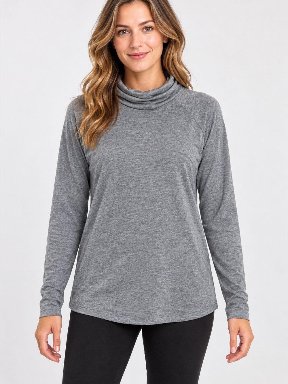 NWOT Eddie Bauer Heather Gray Cowl Neck Long-Sleeve Sweater